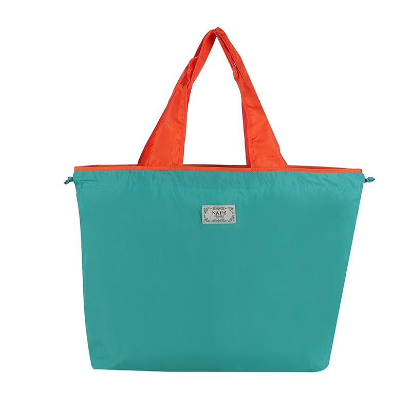 Eco-friendly Lightweight Water-repellent Foldable Shopping Bag with Drawstring Closure and Large Capacity