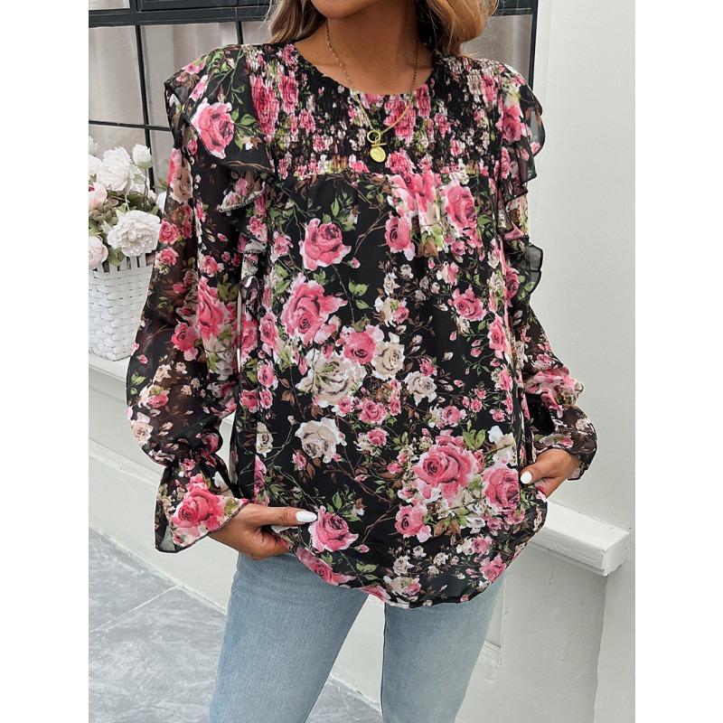 Printed Shirt Female Temperament Long-sleeved Shirt Blouse