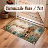 Mountain Landscape Theme Crystal Velvet Floor Rug Personalized Custom Name Text Warm Carpet Home Decoration