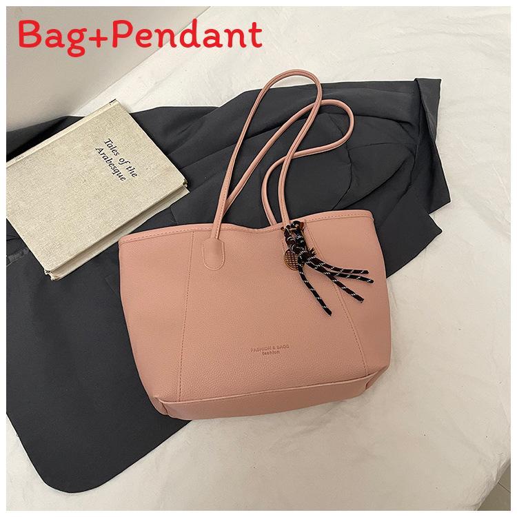 

Tote Bag Female Large Capacity Pu Tote Bag With Zipper Closure For Daily Use рожевий