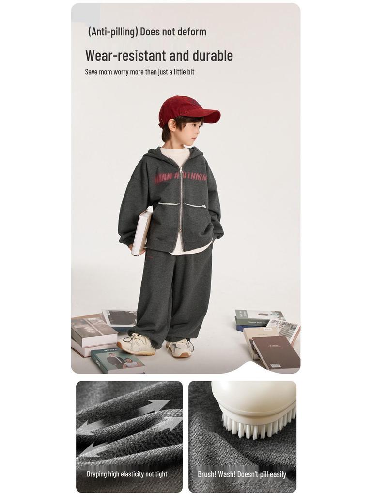 Fairy Tale Memory 2025 Boys' Spring/Autumn Double Zipper Hoodie & Sweatpants Set