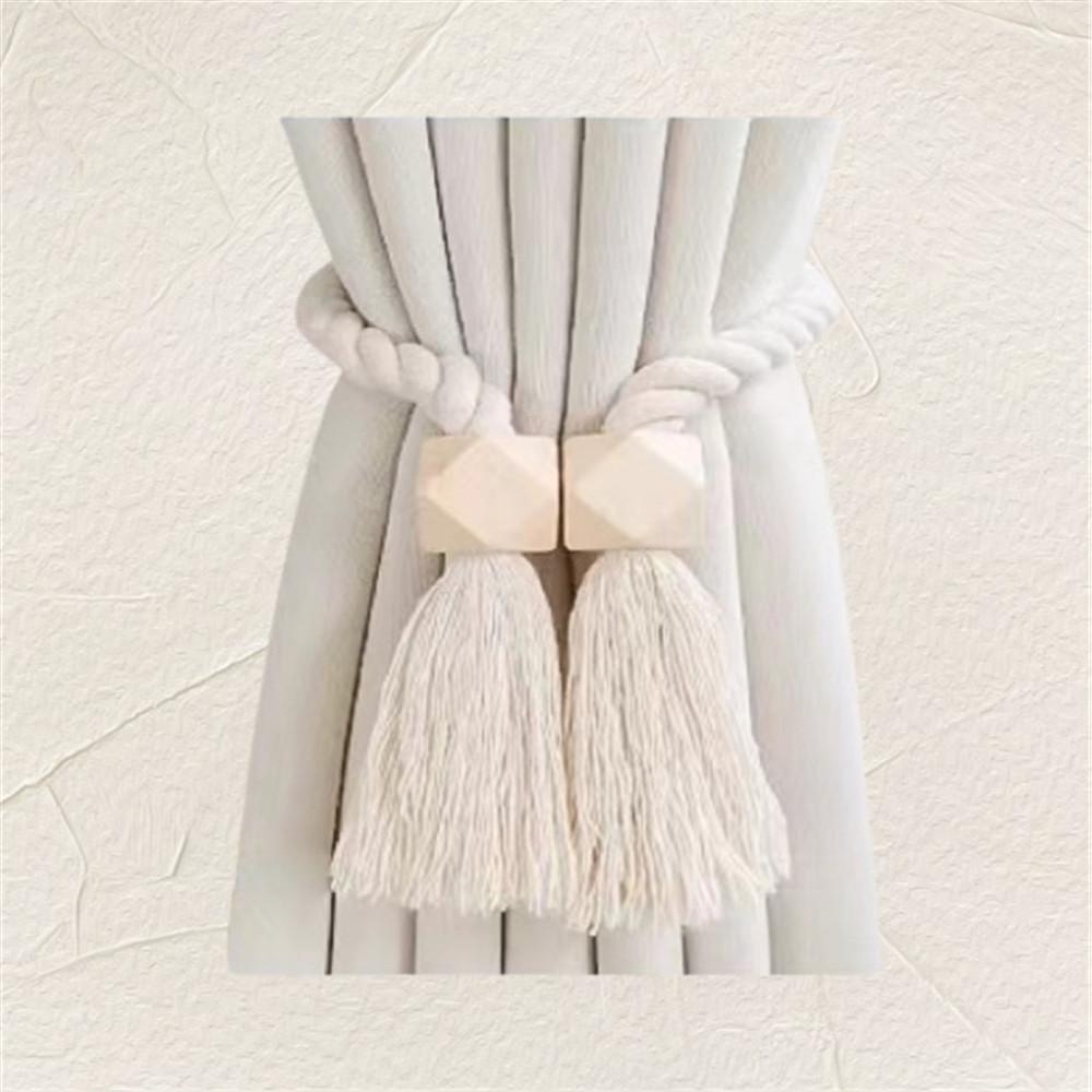 Ručně tkané závěsy na závěsy z masivního dřeva na magnetické uzly ve stylu Boho, vhodné jako dekorace do obývacího pokoje a ložnice.