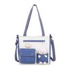 Women 'S Double Pocket Canvas Bag Fashion Trend Single Shoulder Bag With Lid Zipper Messenger Bag Tote Bag Student Tuition Bag CLE
