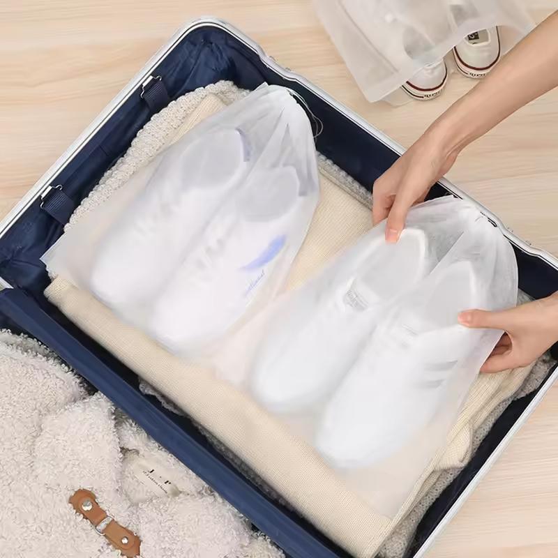 50Pcs Portable Shoe Storage Drawstring Eco Storage Bag for Sundries Travel Makeup Bag Waterproof Transparent Plastic Storage Bag