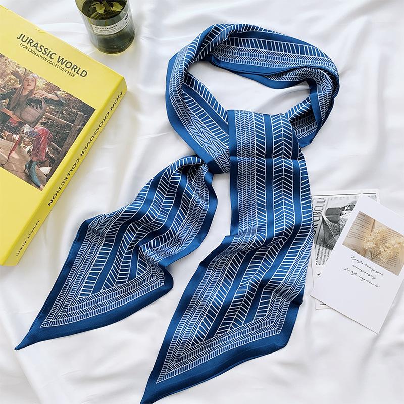 Fashion Print Hair Ribbon Scarf Women Neck Tie Bag Scarfs Satin Silk Skinny Headscarves Ladies Foulard Floral Bands New