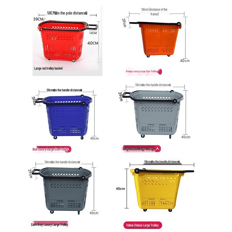 

Plastic Rolling Supermarket Shopping Basket