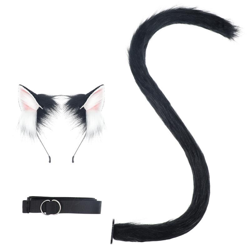 Pluszowy Zestaw Cosplayowy z Uszami i Ogonem Kota na Halloween