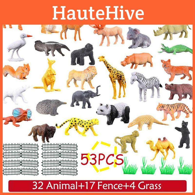 Animal Set 53 Pieces Of Wild Animals Ocean Insects Farm Dinosaurs Simulation Small Animal Models For Children Characters)