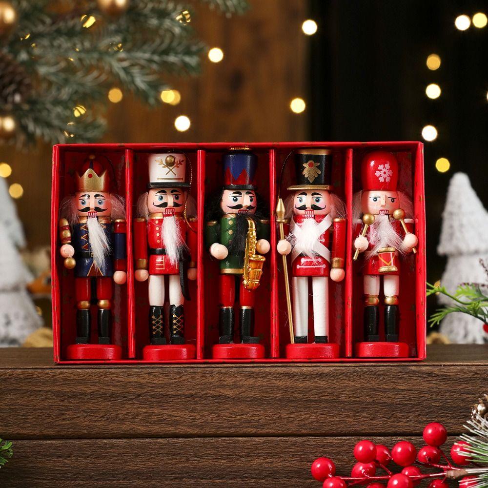 3/4/5Pcs Figurines Soldier Puppet Pendant Colorful Nutcracker Doll Nutcracker Puppet  Children Toys