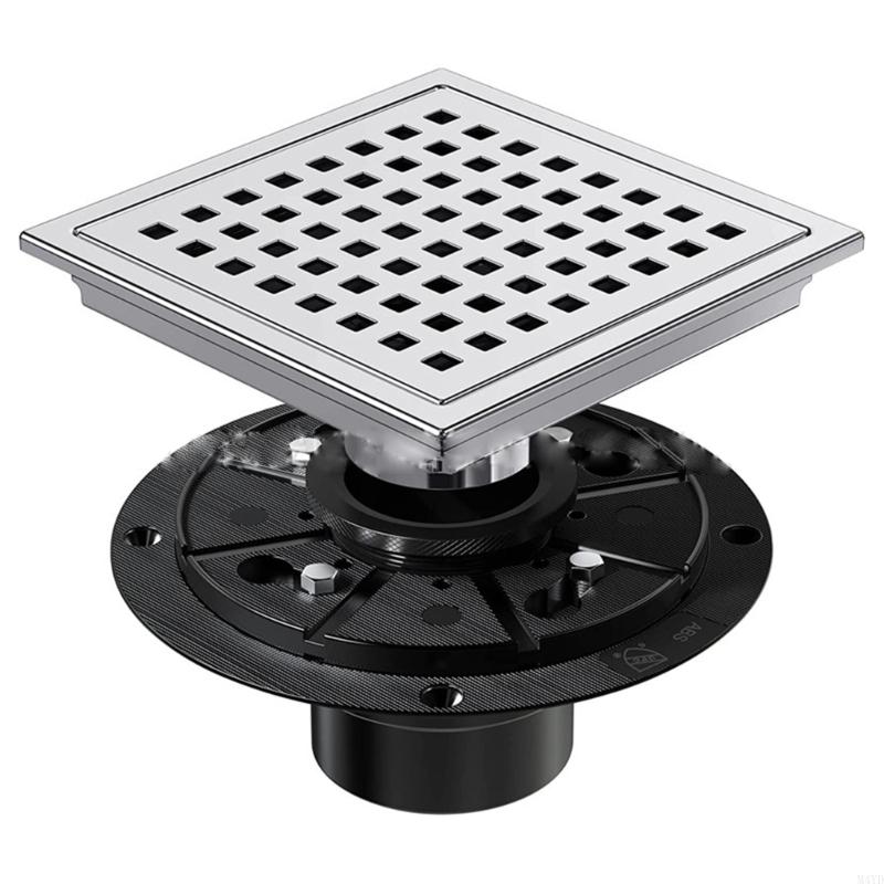 Stainless Steel Floor Drain Replacement Square Shower Floor Drain Flange Stainless Steel Hair Strainer Removable M4YD (as the picture,11cm)