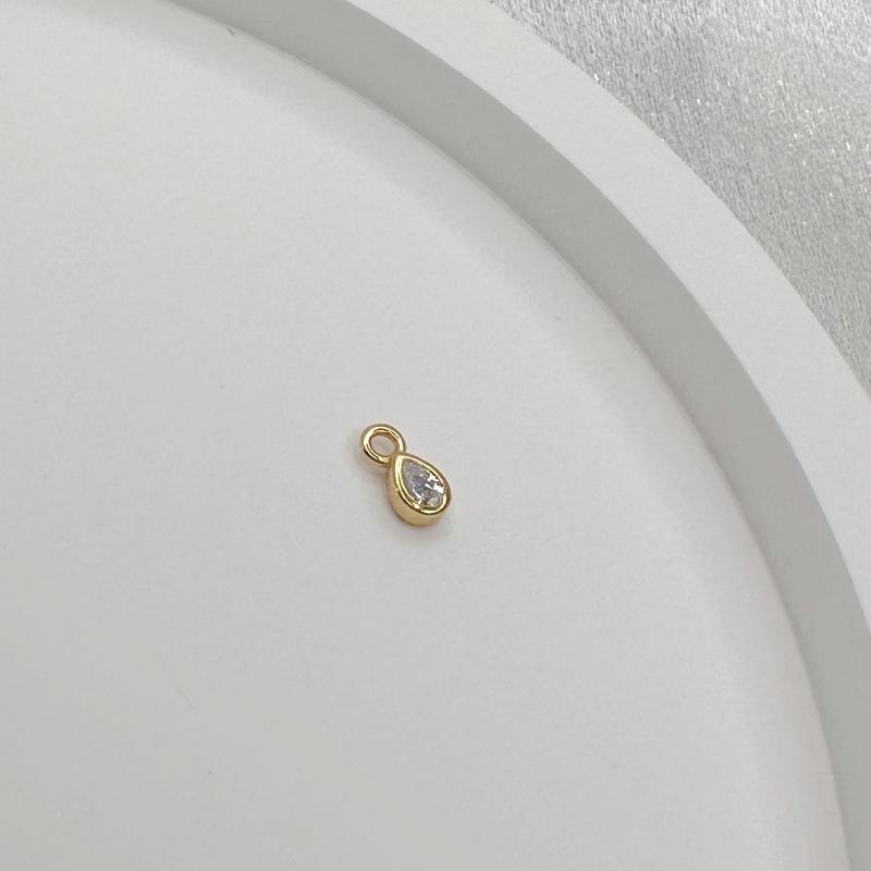 S925 Silver Mini Water Droplet Heart Round Pendant Charms Zircon Pendant Accessories for Necklace Jewelry Making SD12