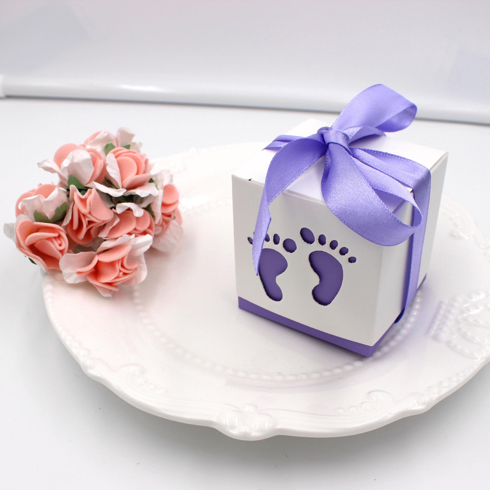 

10 шт., детская коляска, коробка конфет, сладкий контейнер, подарочные коробки с лентой, детский душ для крещения, дня рождения Feet