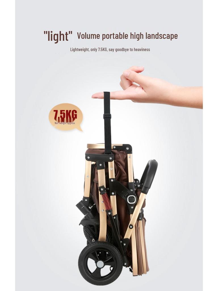 Foldable Multi-Functional High Landscape Baby Stroller: Sits and Lies Flat, Shock-Absorbing, Two-Way Design for Newborns