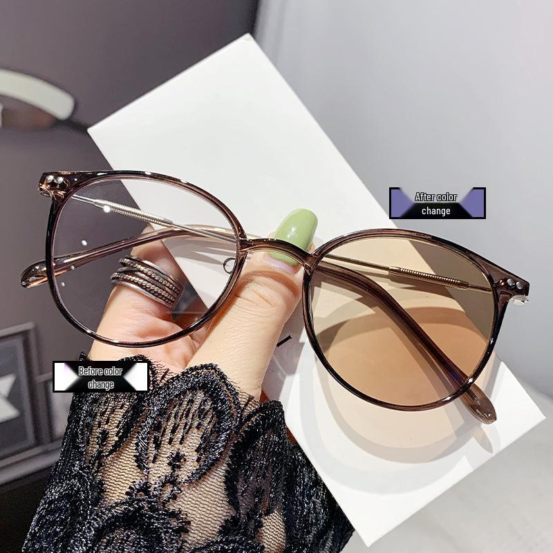 Ovale Blaulichtfilter-Myopiebrille - Modische lichtempfindliche Verfärbung