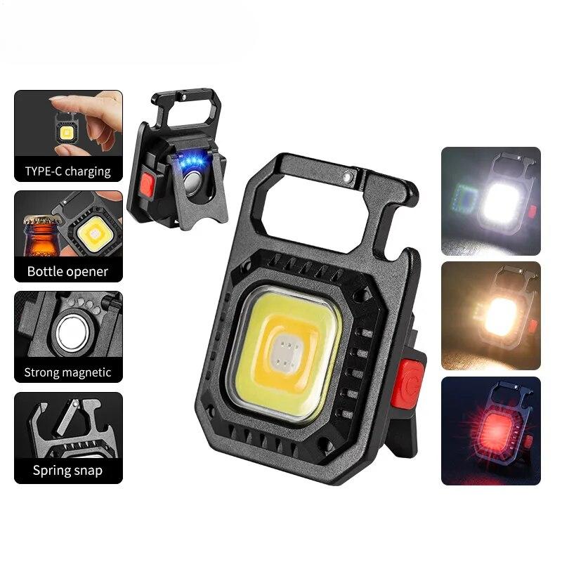 Outdoor Super Mini Portable LED Flashlight Keyring Rechargeable Multi Light Source Lamp with Magnet Bottle Opener Flashlight