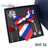 7 PCS Classic Men's Tie Set Paisley Stripe Necktie for Men Pocket Square Bowtie  Brooch Cuff Father's Day Gift Box