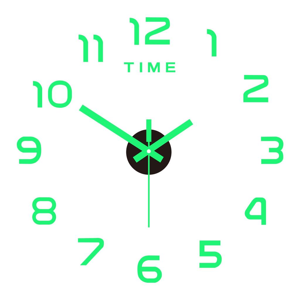 2D Creative Simple Luminous Digital Clock European Style DIY Silent Wall Clock Study Living Room Punch-Free Wall Sticker Clock