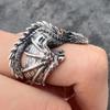 Silver Color Dragon Rings Gothic Punk Men Pterosaur Wings Opening Adjustable Rings Vintage Jewelry Accessories Gifts