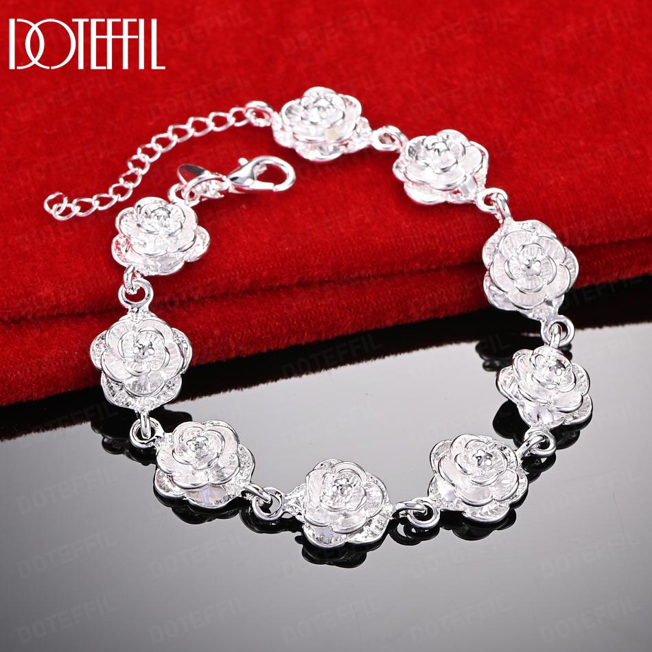 925 Sterling Silver Wedding Jewelry Rose Necklace Fashion Gift