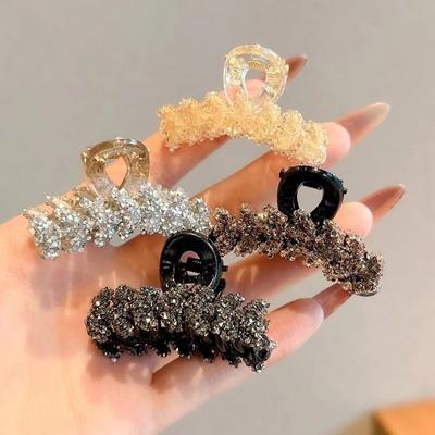 Elegant 4-piece Set of Colorful Rhinestone Half Woven Hair Clips, High-end Temperament Side and Bangs Clip Women's Hair Clip