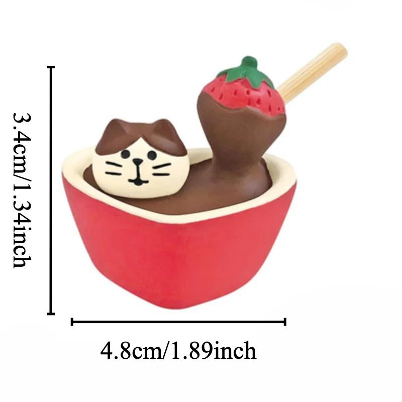 Cartoon Chocolate Bakery Series Resin Miniatures Home Accessories Kawaii Cupid Cat Figurines Japan Style for Valentine Gifts