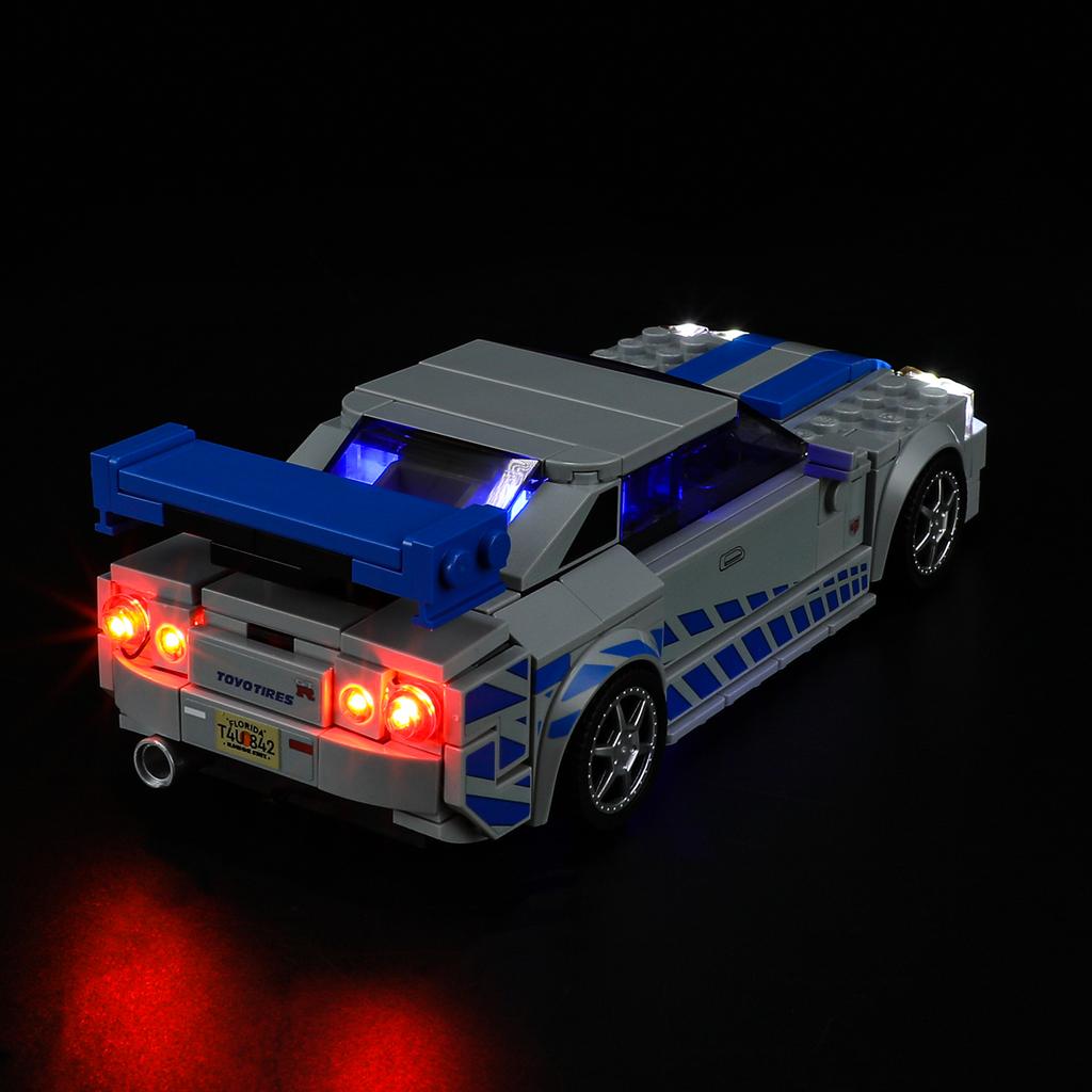 Gör-det-själv LED-belysningskit för LEGO Speed Champions 76917 2 Fast 2 Furious – Nissan Skyline GT-R (R34) Byggklossleksaker Justerbara Belysningstillbehör
