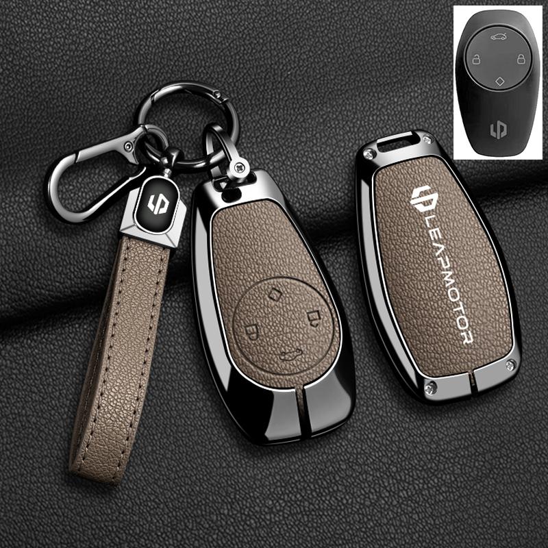 BFM1 Car Remote Key Case Cover For Leapmotor C16 C11 C10 C01 B10 T03 S01 Type Zinc Alloy Leather Protector Auto Keychain Accessories