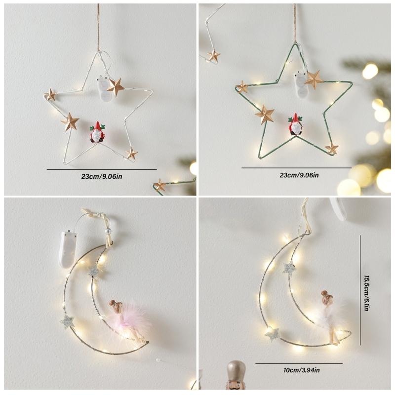 Five-Pointed Star/Moon Decorative Pendant Winter Ceiling Window Ornament Elegant Wall Hanging Christmas Tree Decoration