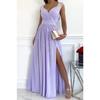 Women's Lace Trim Sweetheart Neck Sleeveless High Slit Maxi Dress Elegant Evening Party Gown