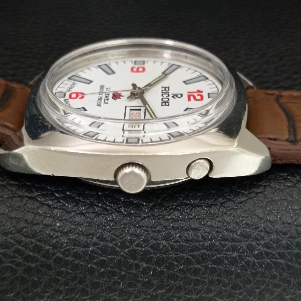 VINTAGE RICOH R31 AUTOMATIC JAPAN MENS WHITE COLOR DIAL WATCH A707679-1