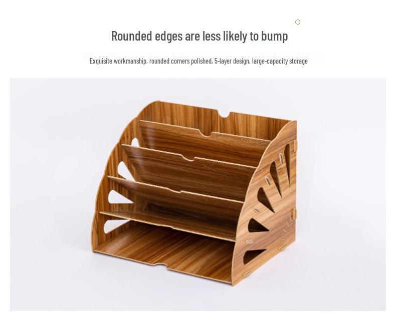 Multi-Layer Wooden Desktop Organizer for Office Supplies and A4 Documents