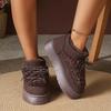 Fashion Casual Thick Bottom Snow Boots Women 2025 Winter Comfort Round Toe Short Plush Booties Fashion Lace Up Decoration Furry Boots