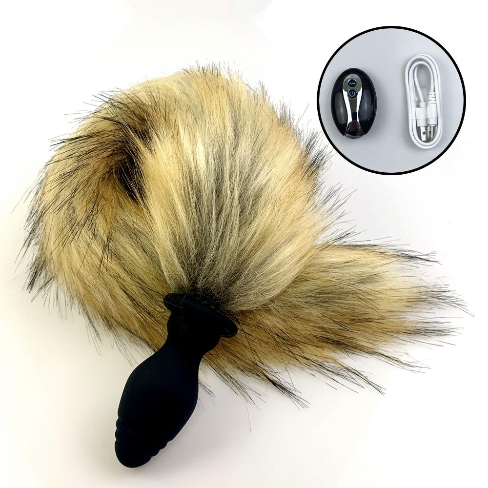 Silicone Wireless Remote Control Fox Tail Anal Plug Vibrating Tail Butt Plug Vibrator For Women Dildos Stimulator Adult Sex Toys