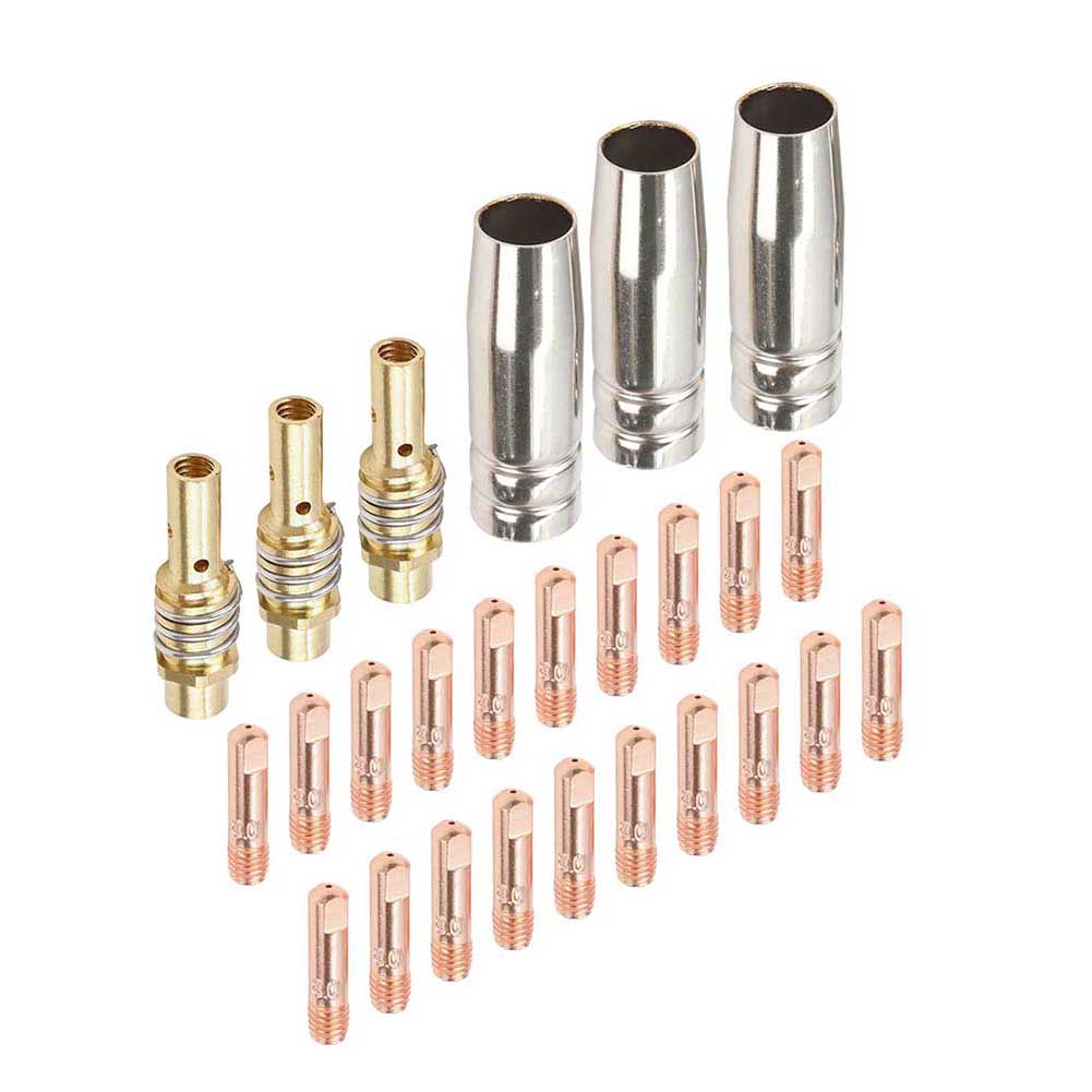 26PCS For MIG Welding Tip Nozzle Kit for 15AK AK15 MB15 Welders Includes 20 X 0.9mm Tips 3 Gas Nozzles 3 Diffusers for Repairs