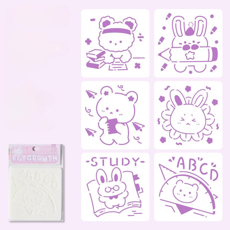 6pcs/set Floral Butterfly Stencil Templates for Scrapbook Wall Small Creative Design DIY Decor Stencils for Painting and Decor