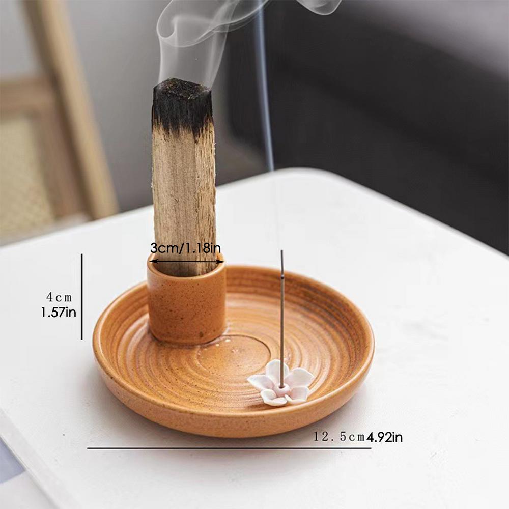 Hard to Tip Over Candle Holder Artistic Ceramic Palo Santo Holder Incense Burner Sturdy Well-made Scent Wood Stand Ash for Palo