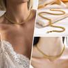 Stainless Steel Strap Chain Handmade Chain Necklace for Women,Gold Color Flat Snake Chain Mesh Necklaces,Classic Jewelry Gifts
