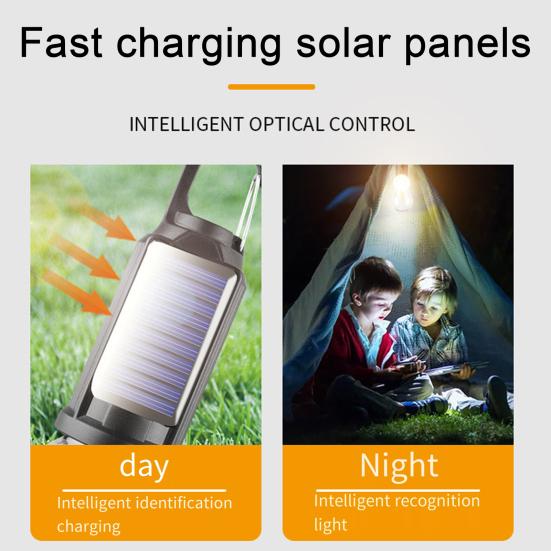 Tent Lamp Portable LED Camping Light Super Bright Flicker Free Waterproof Rechargeable Emergency Light Bulb Solar Lantern