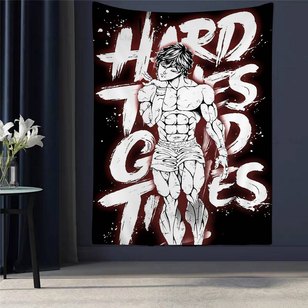 Anime Baki The GGrappler Colorful Tapestry Wall Hanging Hanging Tarot Hippie Wall Rugs Dorm Wall Art Decor