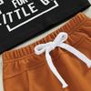 Boy Summer Clothes Set Short Sleeve Round Neck Letter Print T-shirt + Solid Color Drawstring Shorts Boys Outfits