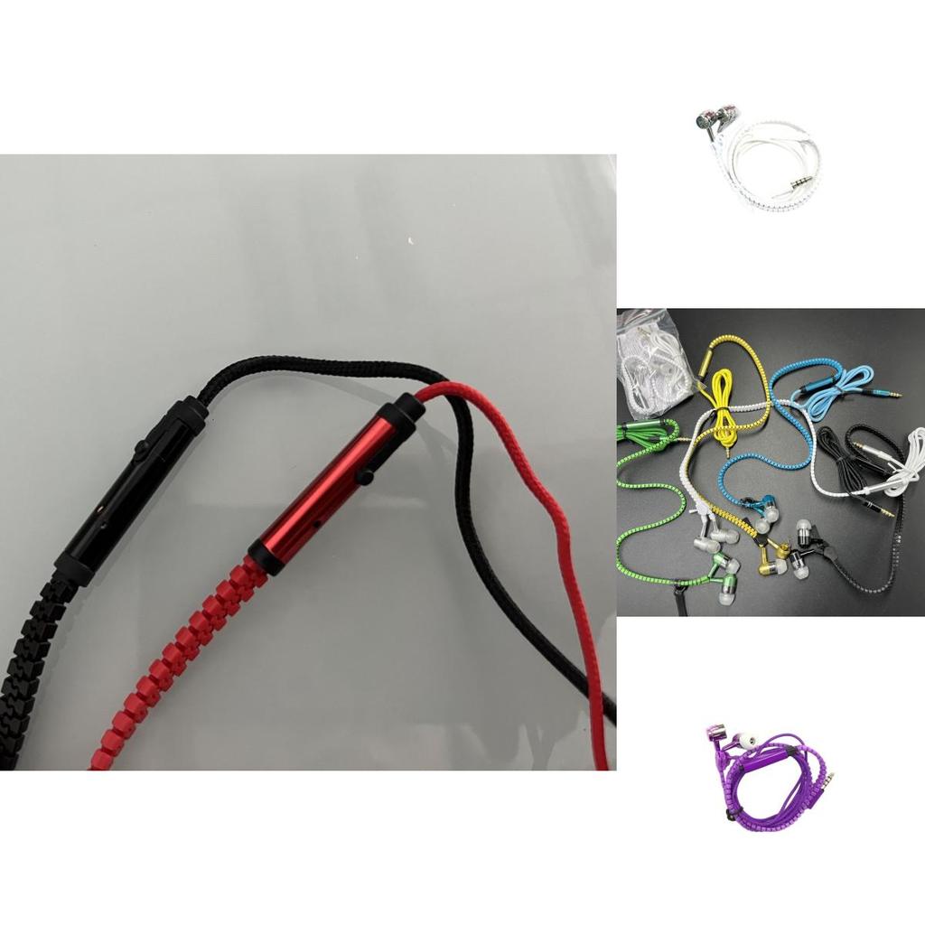 Metal Zipper Earphones With Microphone For Mobile Phone Listening And Call Control
