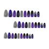 Purple And Black Venom Spider Almond Wear Nails Gothic Dark Halloween Manicure Black And White Swirl Stripes Fake Nails