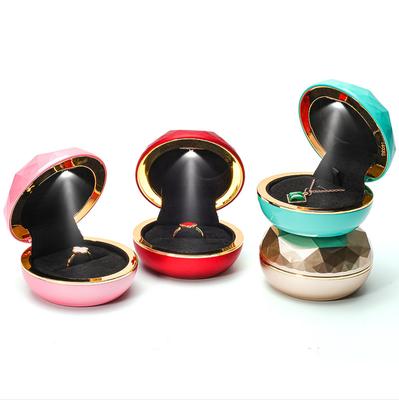 2022 Luxury Round Shape LED Light Jewellery Package Boxes Ring Necklace Gift Box