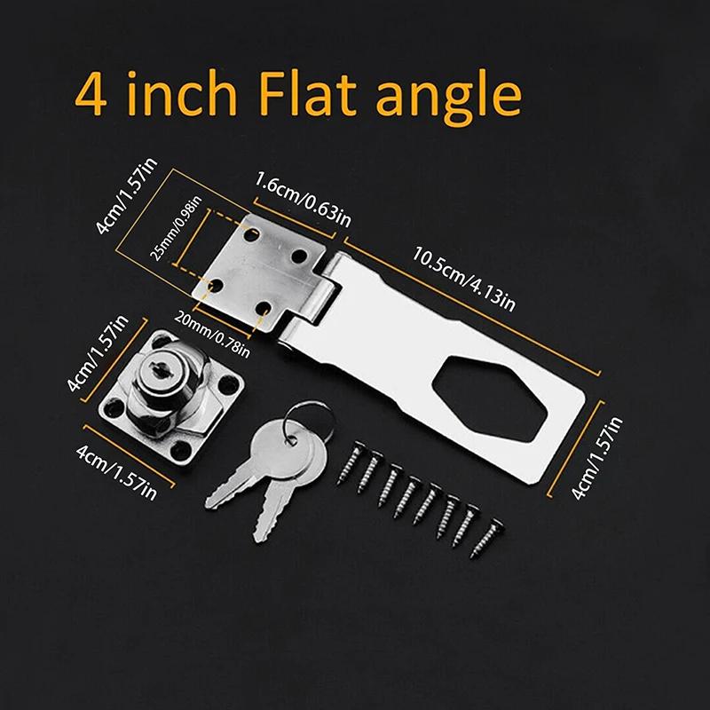 Heavy Duty Locking Hasp Staple with Keys for Cabinet Shed Garage Mailbox Security Furniture Lock Durable Padlock Hardware