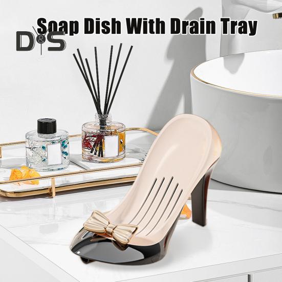 Shower Soap Holder with Suction Cup Drain Tray High Stability Creative High Heel Shaped Storage Plate Soap Dish