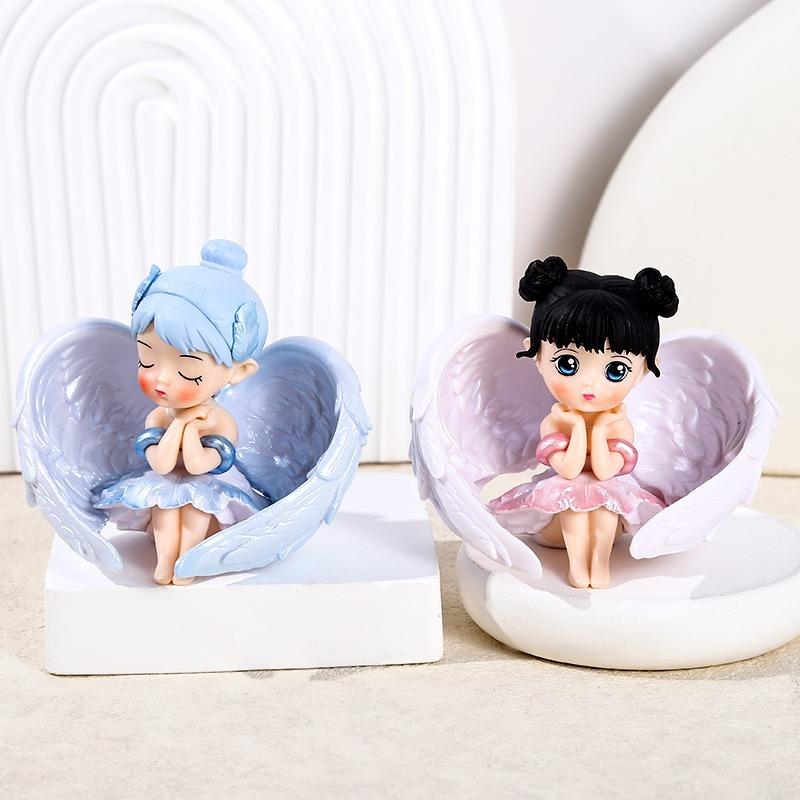 Rainbow Angel Car Ornament Set 4 Styles Ballet Girl Mini Figurine Cute Desk Gift for Graduation