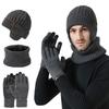 3Pcs/set Soft Touch Screen Gloves Warm Ear Protection Cap Winter Beanie Hat Scarf  for Men Women