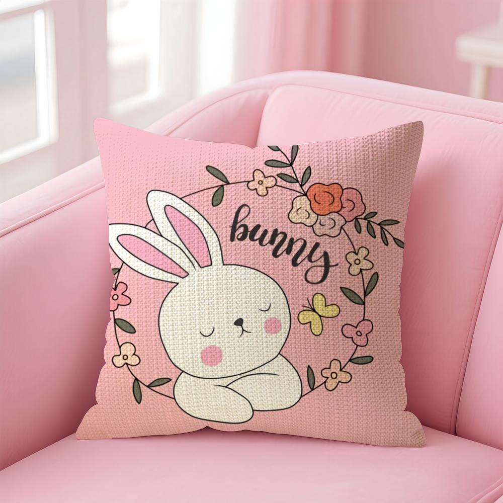 

Cute Bunny Easter Cushion Cover Comfort Sofa Bed Silky Elegant Invisible Zipper Decorative Holiday Gifts 30x30cm
