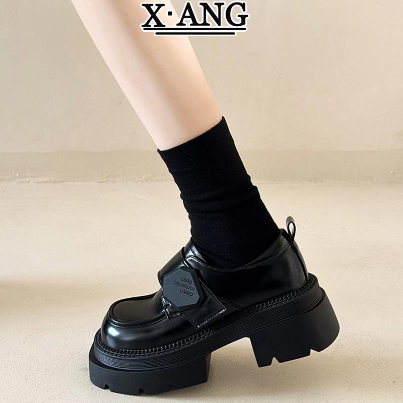 Leather small leather shoes women's spring new thick heel platform muffin single shoes Mary Jane shoes high heels