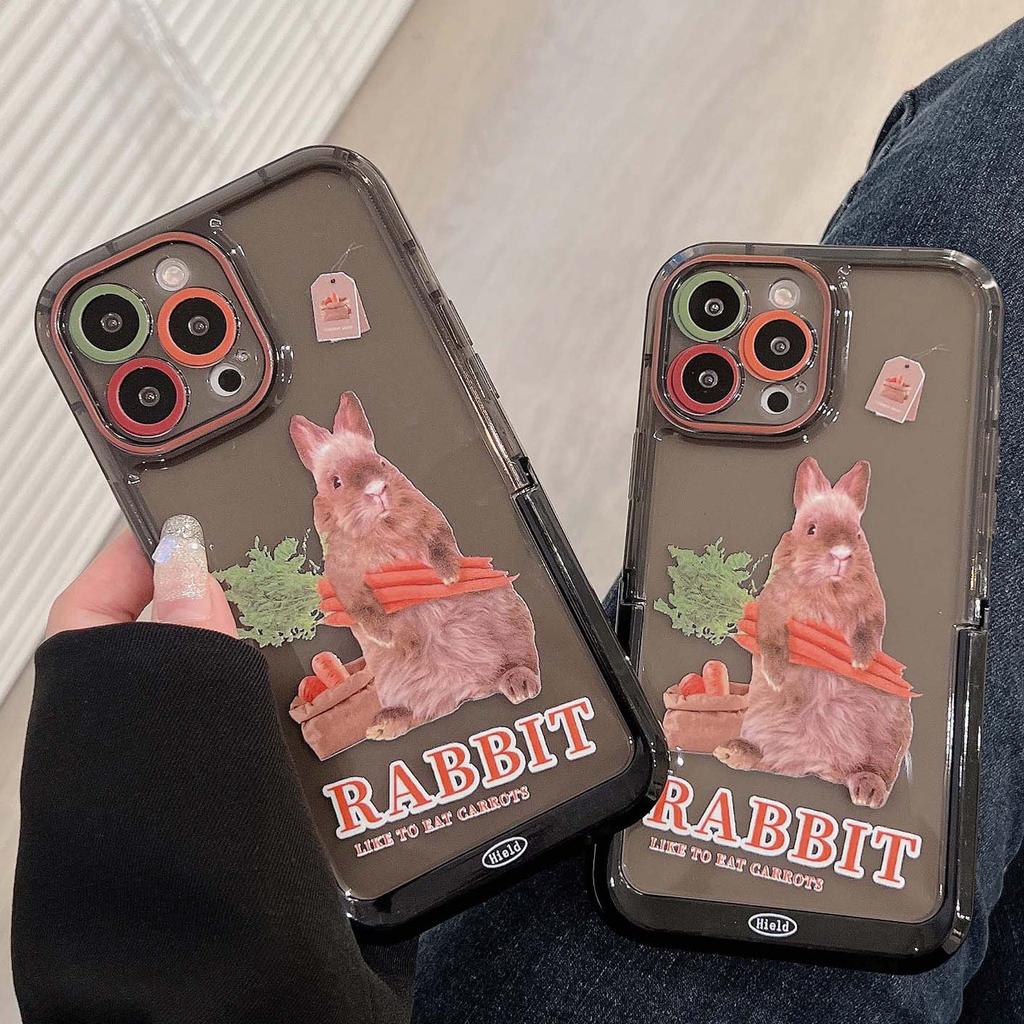 Radish Rabbit Shell For Iphone 13 14 Pro Max 11 12 Promax Stand Holder Cartoon Bunny Ins Protector Phone Case Conque